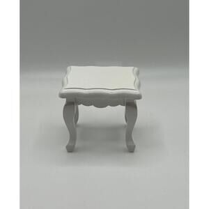 1:12 Dollhouse Miniature White Wood Side Table Scalloped Edge Cabriole Legs